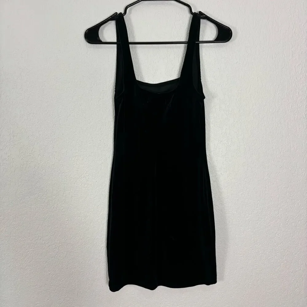 Urban Outfitters‎ Black Velour Square Neckline Mini Dress Size Small